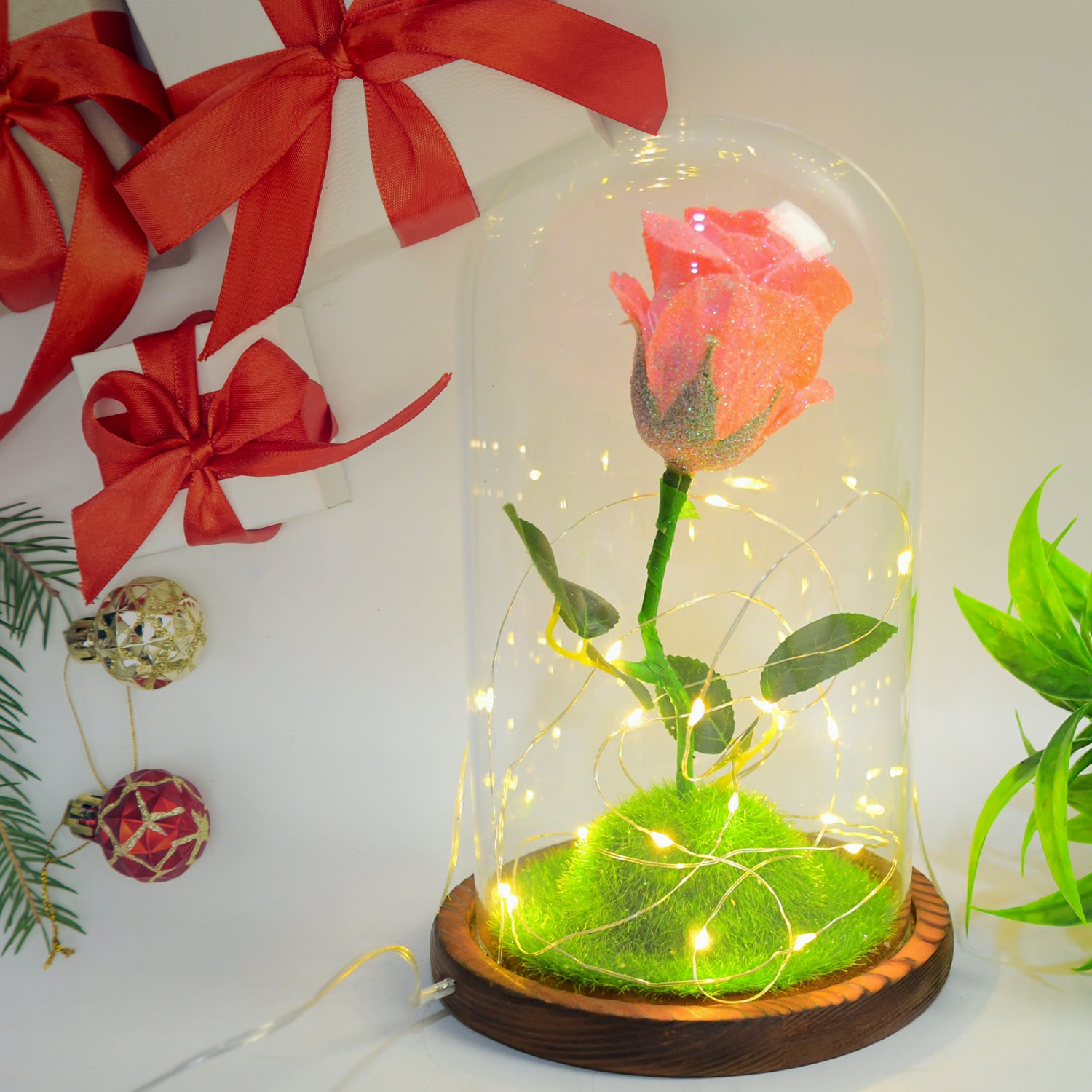 Glass Flower With Led Light Great Gift (1 Set) Glass Flower With Led Light Great Gift (1 Set)